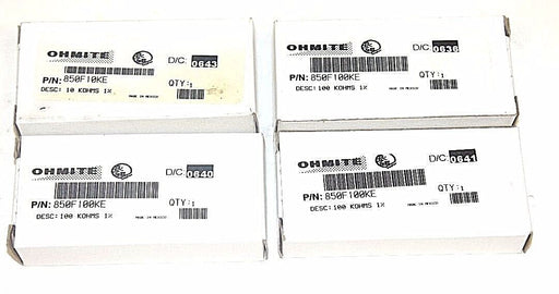 LOT OF 4 NIB OHMITE 850F100KE RESISTORS, 10 KOHMS, 1%