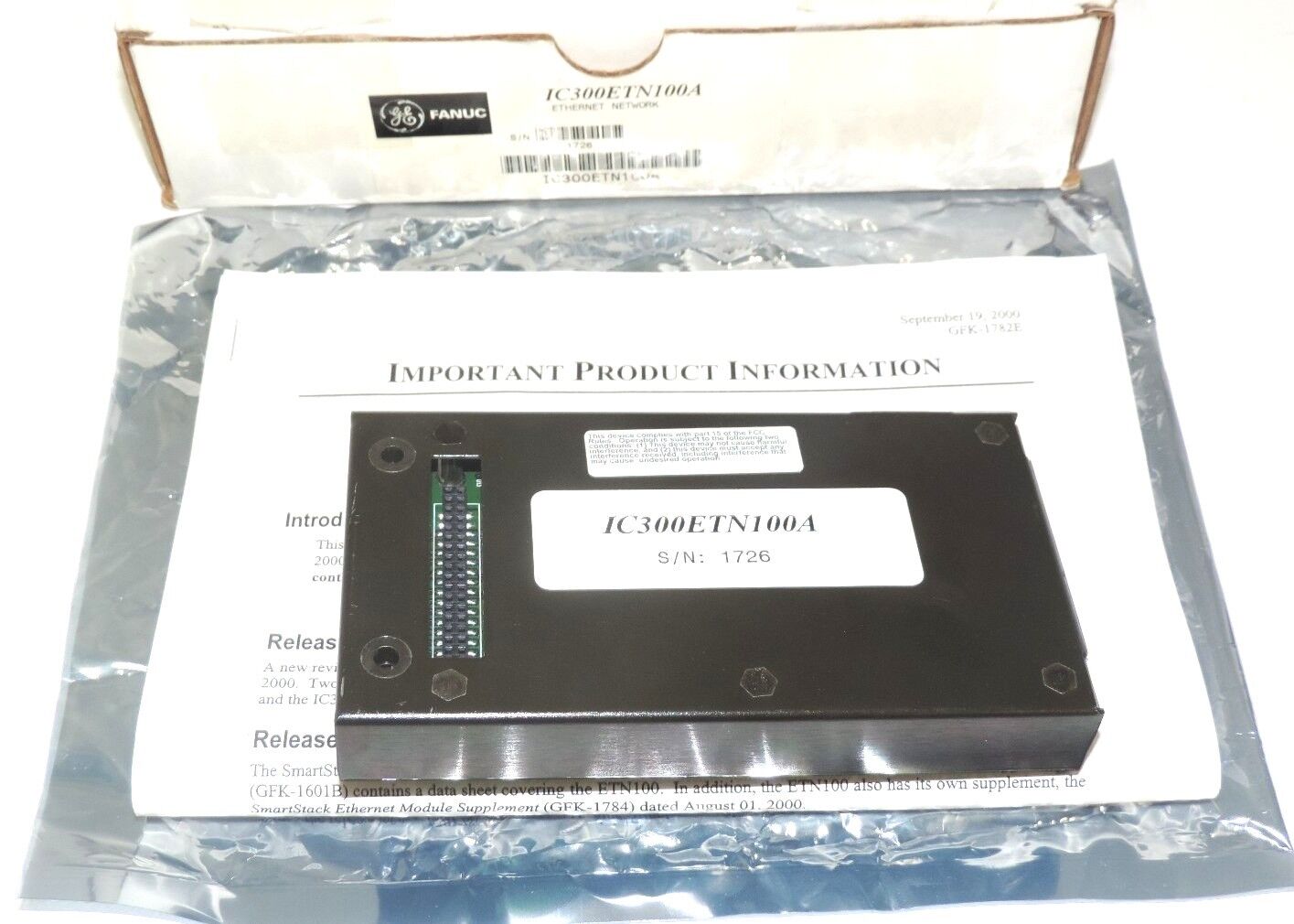 NEW GE FANUC IC300ETN100A ETHERNET MODULE IC300ETN100