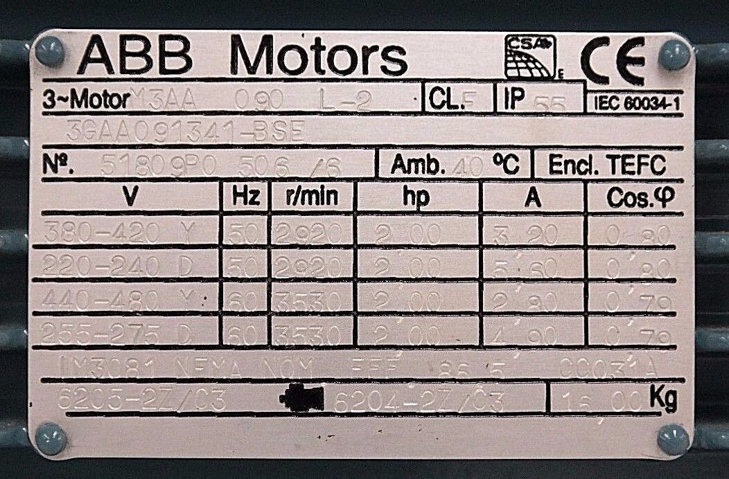 NIB ABB 3GAA091341-BSE FLANGE MOUNTED MOTOR 3GAA091341BSE