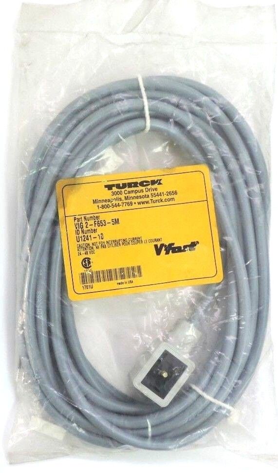 NEW TURCK VIG 2-F653-5M CORDSET ID #: U1241-10 24-48VDC, VIG2F6535M