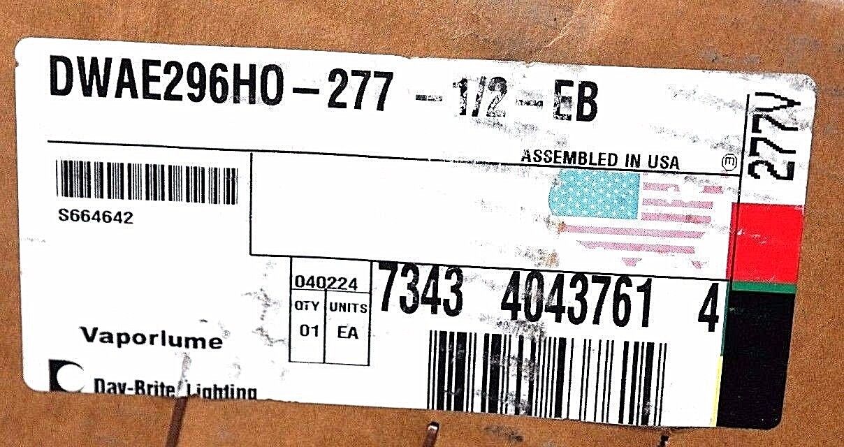 NIB DAY BRITE LIGHTING DWAE296H0-277-1/2-EB INDUSTRIAL LIGHTS 110 WATT