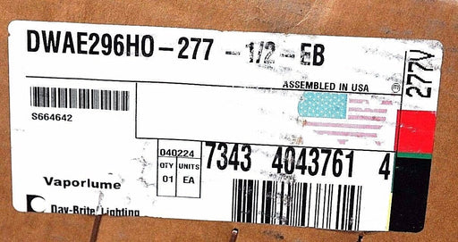 NIB DAY BRITE LIGHTING DWAE296H0-277-1/2-EB INDUSTRIAL LIGHTS 110 WATT