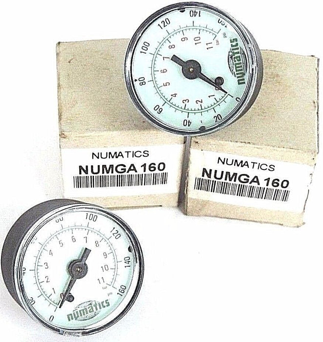 LOT OF 2 NIB NUMATICS NUMGA 160 GAUGES NUMGA160, 0-160 PSI, 0-11 BAR
