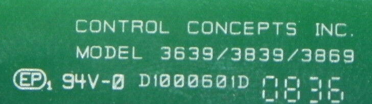 NEW CONTROL CONCEPTS 3639/3839/3869 CIRCUIT BOARD