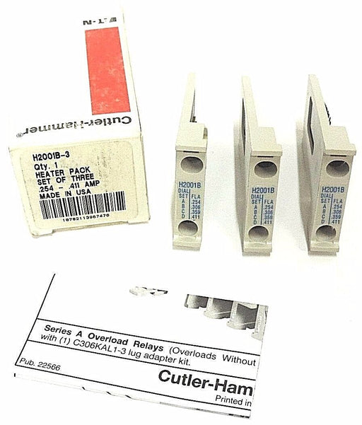 NIB EATON CUTLER-HAMMER H2001B-3 HEATER PACK (SET OF 3) H2001B3 .254 - .411 AMP