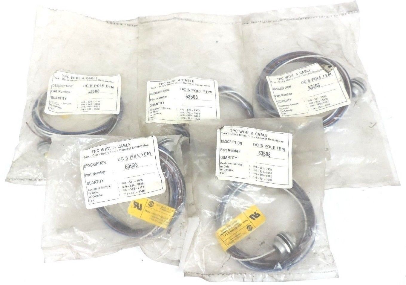 LOT OF 5 NEW TPC WIRE & CABLE 63508 DC 5 POLE FEM QUICK CONNECT