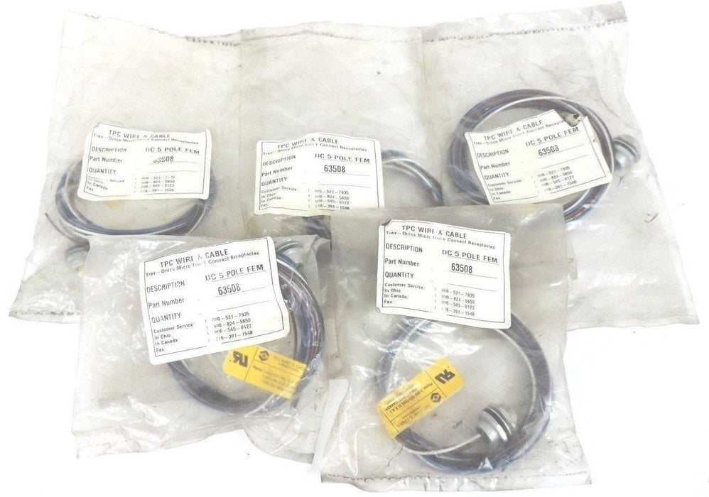 LOT OF 5 NEW TPC WIRE & CABLE 63508 DC 5 POLE FEM QUICK CONNECT