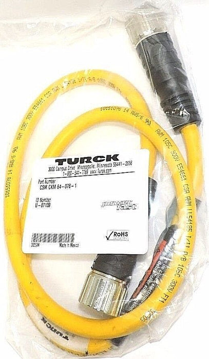 NEW TURCK ID NO. U-07139 POWER CORDSET P/N: CSM CKM 64-078-1, CSMCKM640781