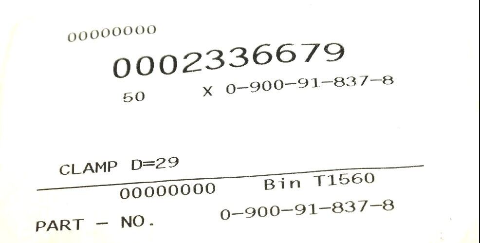 LOT OF 40 NEW KRONES 0-900-91-837-8 CLAMPS, D=29, 0002336679