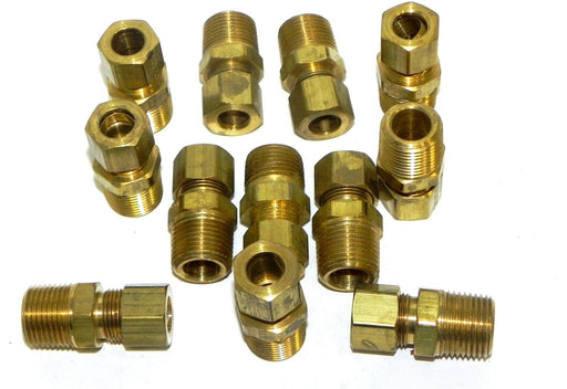 LOT OF 12 NEW 1/2'' X 3/8'' BRASS CONNECTORS