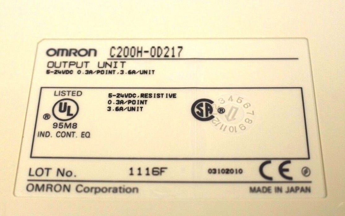 NIB OMRON C200H-OD217 OUTPUT MODULE 5-24VDC 0.3A/POINT, 3.6A/UNIT C200HOD217