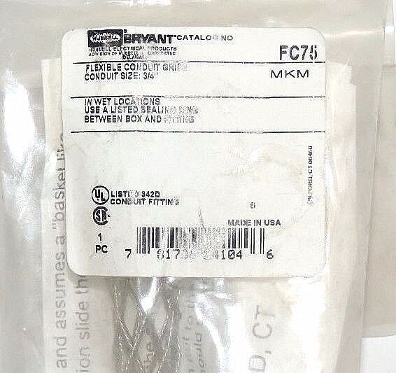 NEW HUBBELL FC75 FLEXIBLE CONDUIT GRIPS CONDUIT SIZE: 3/4''