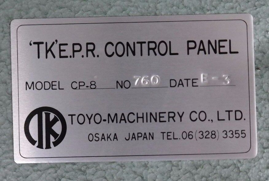 TOYO MACHINERY KIKAI CP-8 THE.P.R CONTROL PANEL NO 760