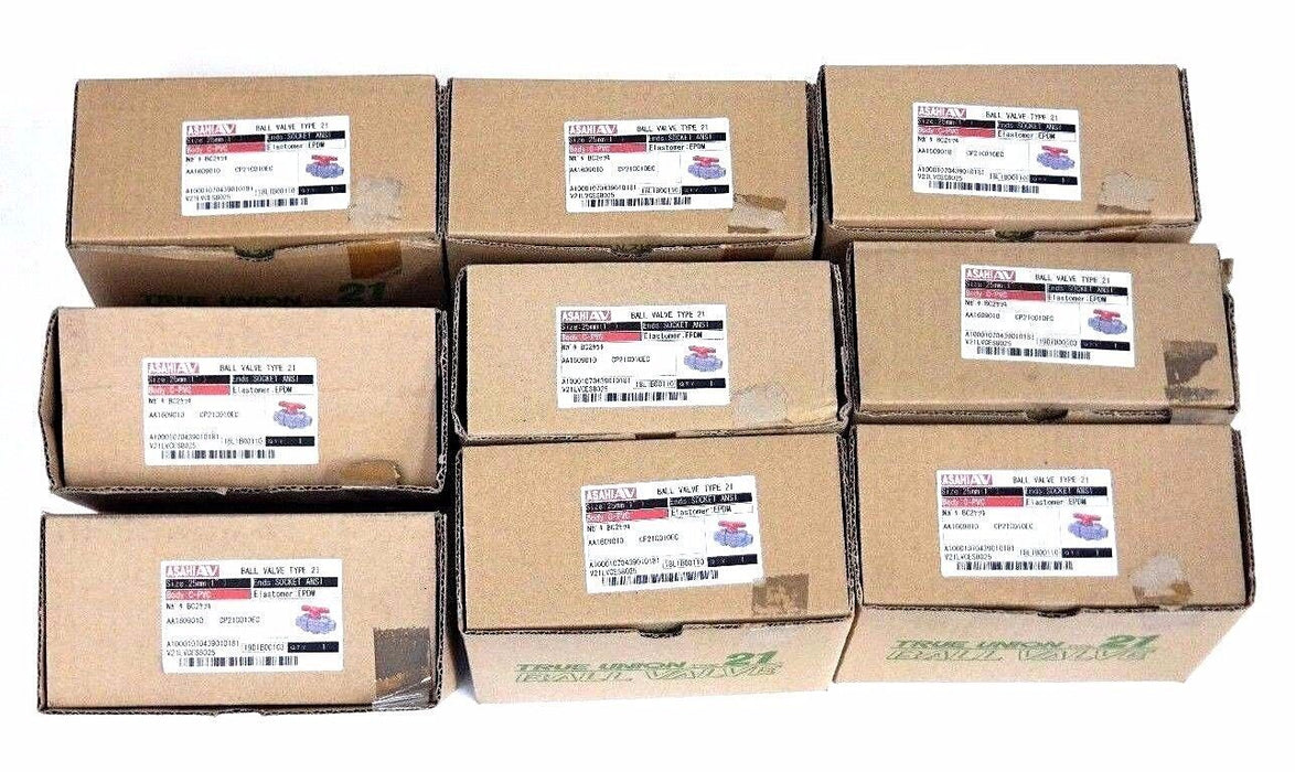 LOT OF 9 NIB ASAHI 1609010 BALL VALVE 1" C-PVC EPDM TYPE 21 1609-010