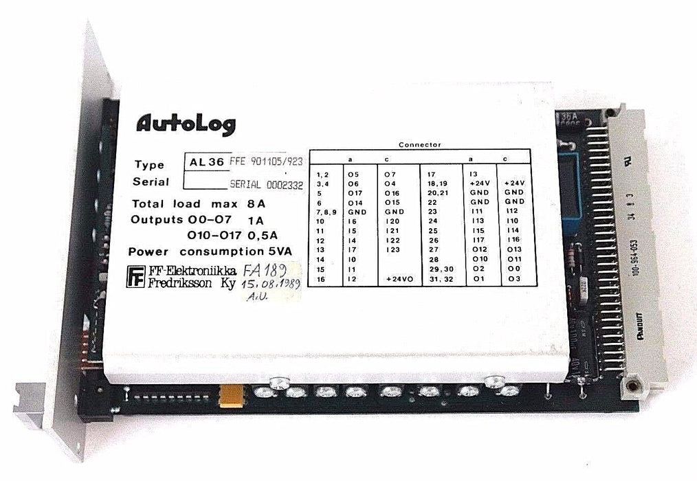 AUTOLOG FF-ELEKTRONNIKKA AL36 CPU MODULE, FFE 901105/923, AL36IFC1, 30213