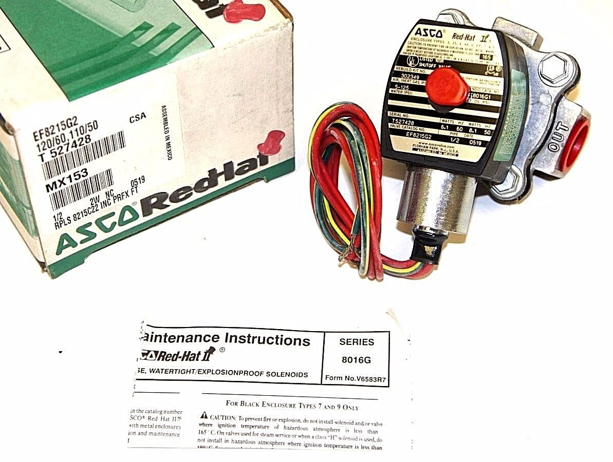 ASCO REDHAT EF8215G2 SOLENOID VALVE 1/2" 110-120 V, 50/60 HZ, REBUILD KIT 302349