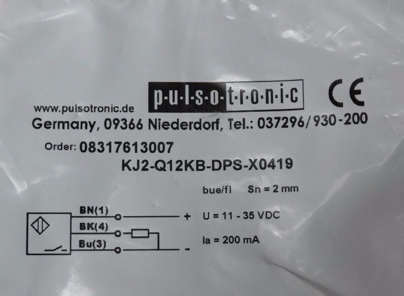 NIB PULSOTRONIC KJ2-Q12KB-DPS-X0419 SENSOR KJ2Q12KBDPSX0419, 08317613007