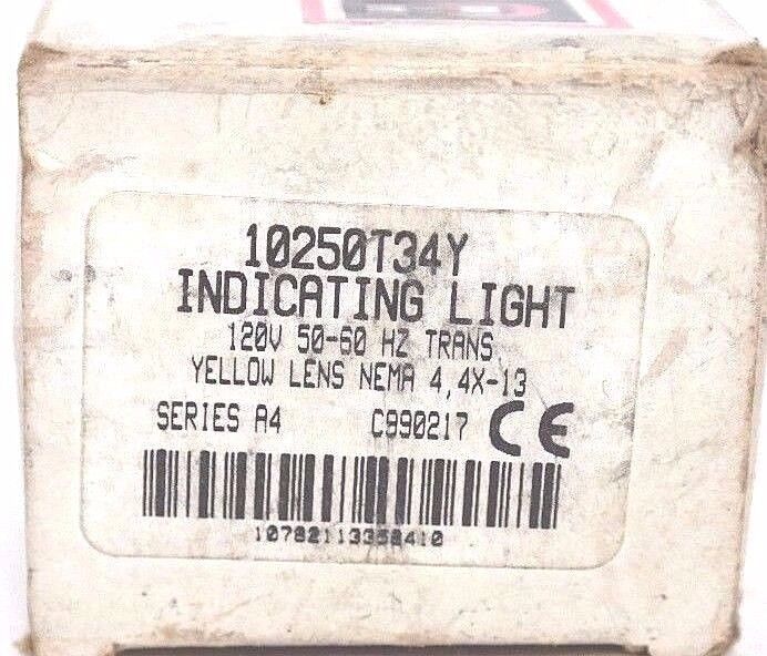 NIB CUTLER HAMMER 10250T34Y INDICATING LIGHT SERIES A4, 120V, 50-60Hz, 10250T34Y