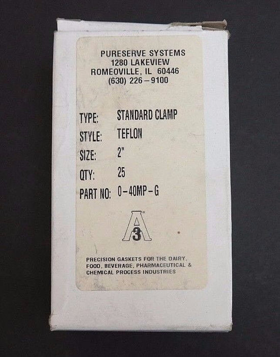 NIB PURESERVE SYSTEMS 0-40MP-G TEFLON GASKET 040MPG 2" (QTY. 25)