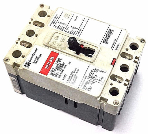 CUTLER HAMMER HFD65K CIRCUIT BREAKER HFD3015L, 6639C98G84, 15AMPS, 3POLES