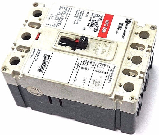 CUTLER HAMMER HFD65K CIRCUIT BREAKER HFD3015L, 6639C98G84, 15AMPS, 3POLES