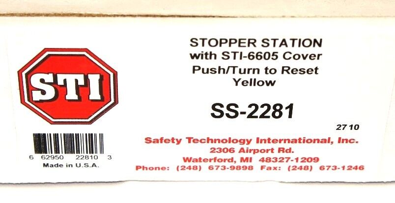 NIB STI SS-2281 STOPPER STATION WITH STI-6605 MINI STOPPER II COVER, YELLOW