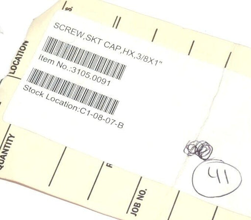 LOT OF 41 NEW SKT 3105.0091 CAP SCREWS 3/8"X1"