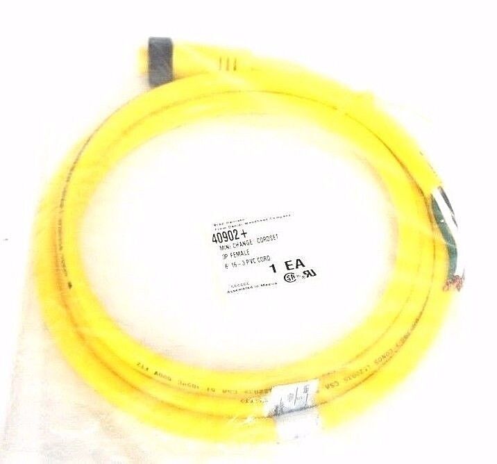 NIB BRAD HARRISON 40902+ MINI CHANGE CORDSET 3P FEMALE 6" 16.3 PVC CORD 96411L