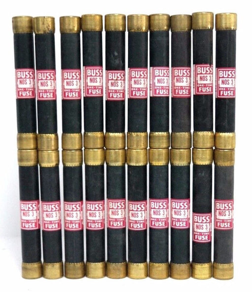 NEW BUSSMANN BUSS NOS3 ONE TIME FUSE 600VOLTS, NOS-3 - LOT OF 20