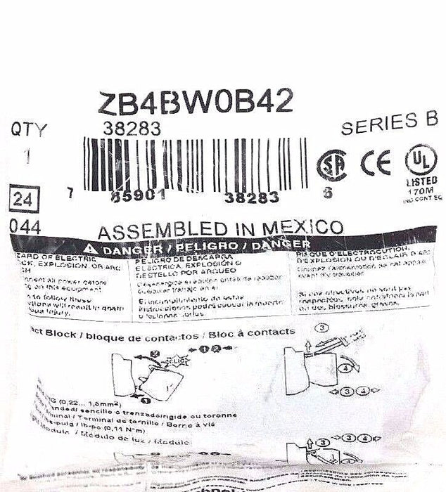 NEW TELEMECANIQUE ZB4BW0B42 PROTECTED LED SERIES B