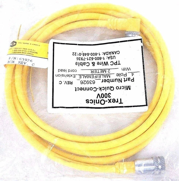 NIB TREX-ONICS 63926 REV.C 300V 4POLE MALE/FEMALE EXTENSION 2 METER CORD LEAD