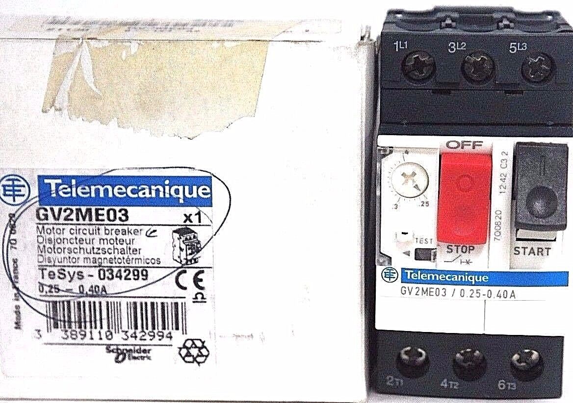 NIB TELEMECANIQUE GV2ME03 MOTOR CIRUIT BREAKER TESYS-034299 0,25-0/40A, GV2-ME03