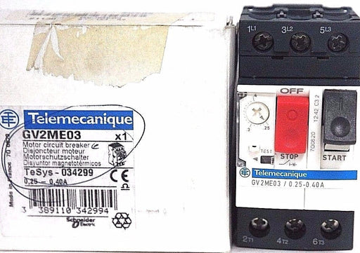NIB TELEMECANIQUE GV2ME03 MOTOR CIRUIT BREAKER TESYS-034299 0,25-0/40A, GV2-ME03