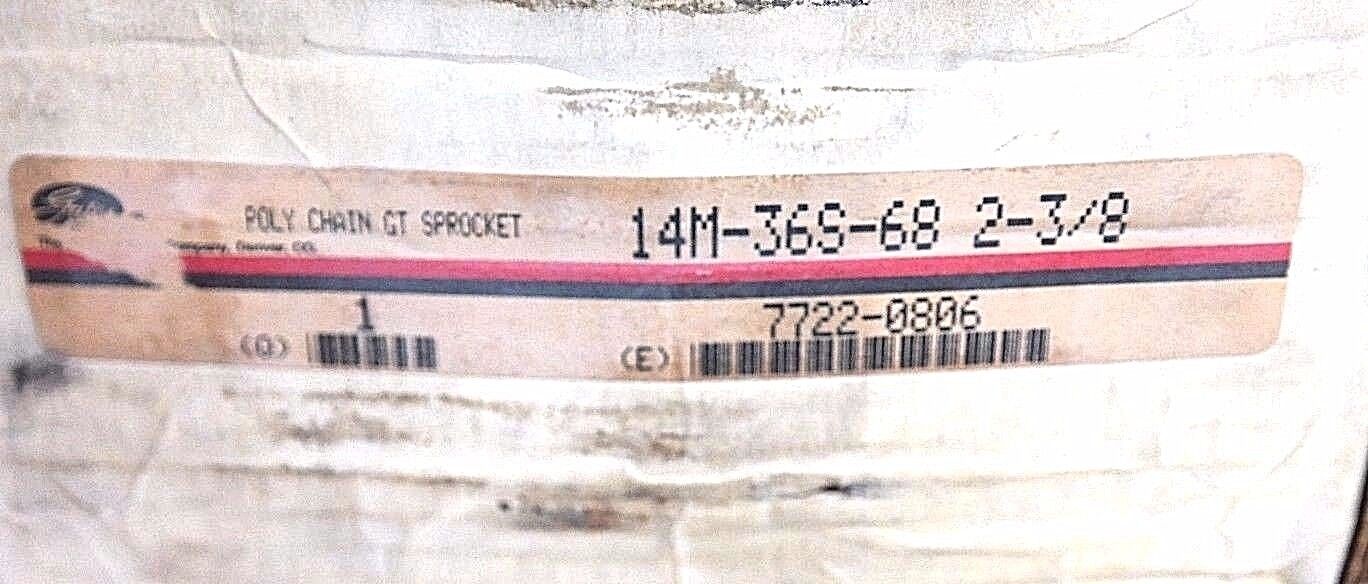 NIB GATES 14M-36S-68 2-3/8 POLY CHAIN GT SPROCKET 3020 MAX RPM 5010 14M36S68