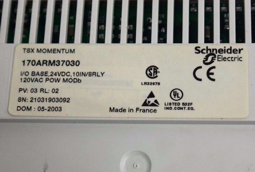 SCHNEIDER ELECTRIC 170ARM37030 I/O BASE, 24VDC, 10IN/8RLY