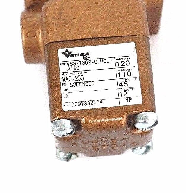 NEW VERSA VALVE VSG-7302-G-HCL-A120 SOLENOID VALVE VSG7302GHCLA120, VAC-200