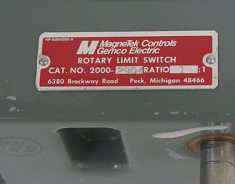 MAGNETEK CONTROLS GEMCO ELECTRIC 200-2904 ROTARY LIMIT SWITCH RATIO: 1:1