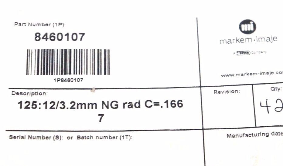 BAG OF 17 NEW MARKEM IMAJE 8460107 PRINTING TYPE 125: 12/3.2MM NG RAD C= 0.166