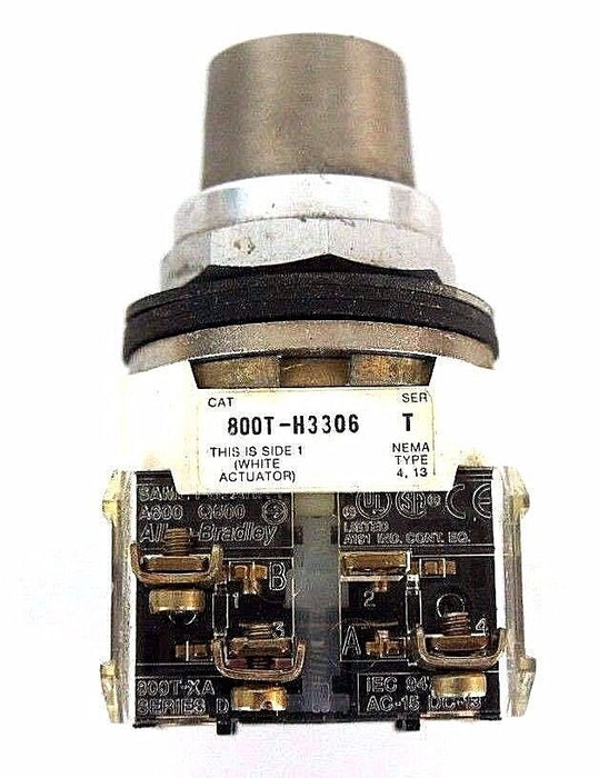 ALLEN BRADLEY 800T-H3306 SELECTOR SWITCH SER. T W/ 800T-XA CONTACT BLOCK SER. D