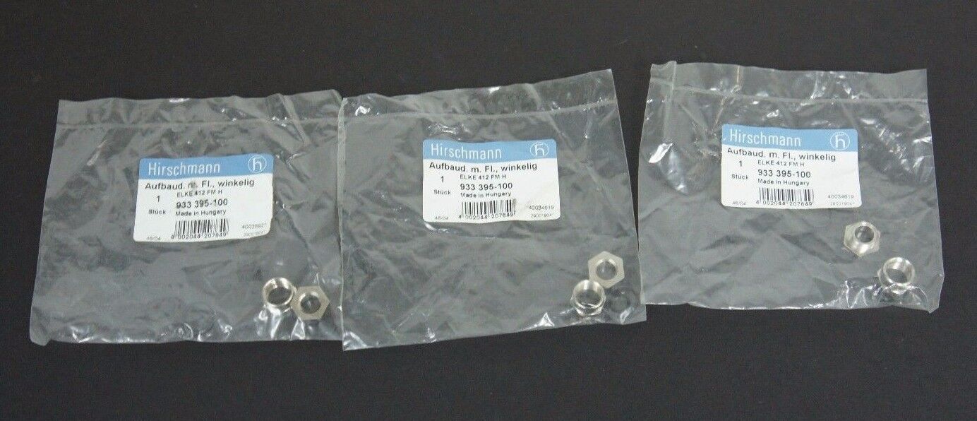 NIB HIRSCHMANN 933 395-100 SOCKET ELKE 412 FM H, 933395100 - LOT OF 3