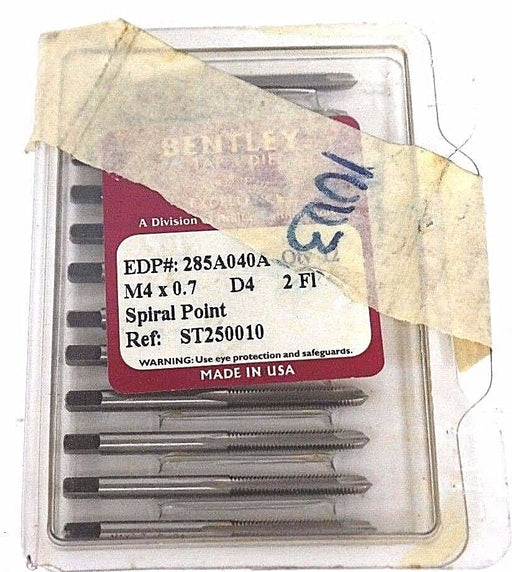 BENTLEY EDP#: 285A040A TAP M4X0.7 D4 2F1 SPIRAL POINT REF#: ST250010 - QTY 12