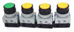 LOT OF 4 IDEC ABWN5X MOMENTARY PUSHBUTTONS W/ HW-C10 CONTACT BLOCKS