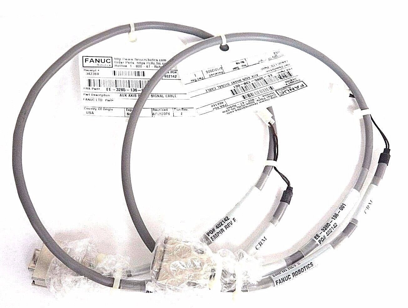 LOT OF 2 FANUC ROBOTICS EE-3285-136-001 AUX AXIS BRAKE SIGNAL CABLE EMPIR REV. E