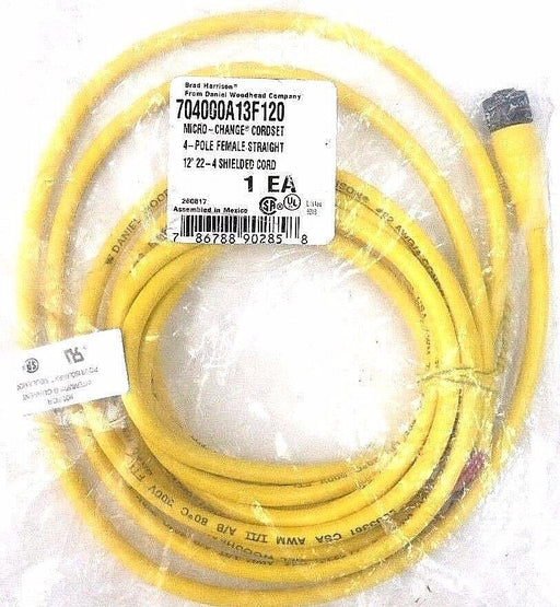 NEW BRAD HARRISON DANIEL WOODHEAD 704000A13F120 CORDSET 4-POLE 12" 22-4 CORD