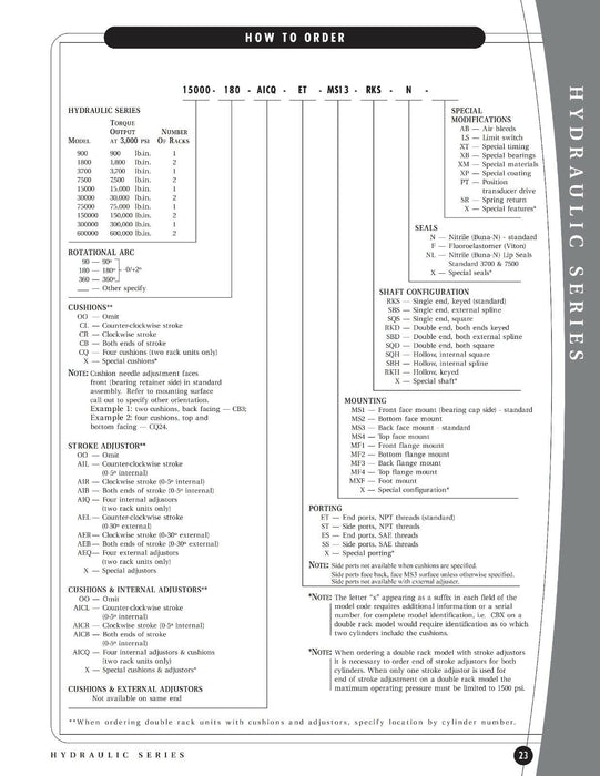 MOOG FLO-TORK 7500-94-A1CB3X-ESK-MS13-RKHX-FLX-XPX HYDRAULIC ROTARY ACTUATOR