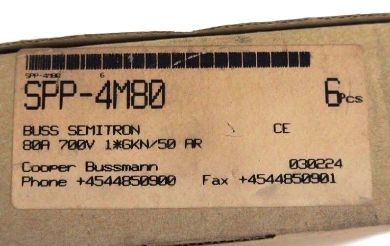 BOX OF 4 NEW BUSSMANN SPP-4M80 SEMITRON FUSES 80A, 700V, SPP4M80