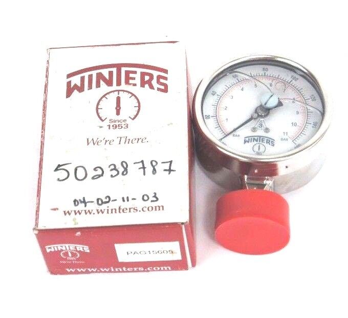 NIB WINTERS PAG15605 LIQUID PRESSURE GAUGE 4" 0-160PSI 1/2" NPT 50238787