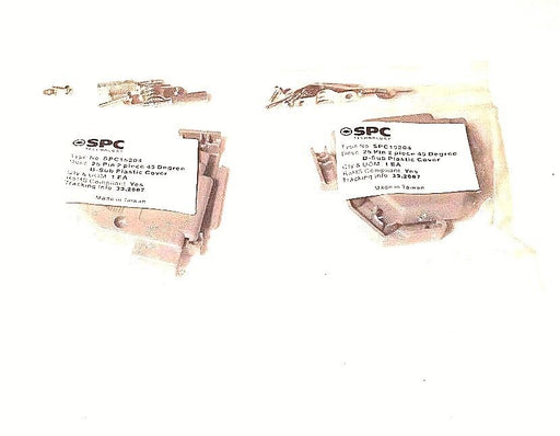 LOT OF 2 NEW SPC SPC15204 D-SUB PLASTIC COVERS, 25 PIN, 2 PIECE, 45 DEGREE