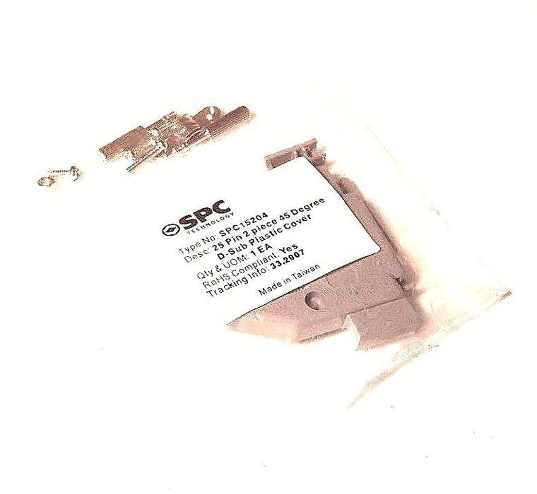 LOT OF 2 NEW SPC SPC15204 D-SUB PLASTIC COVERS, 25 PIN, 2 PIECE, 45 DEGREE