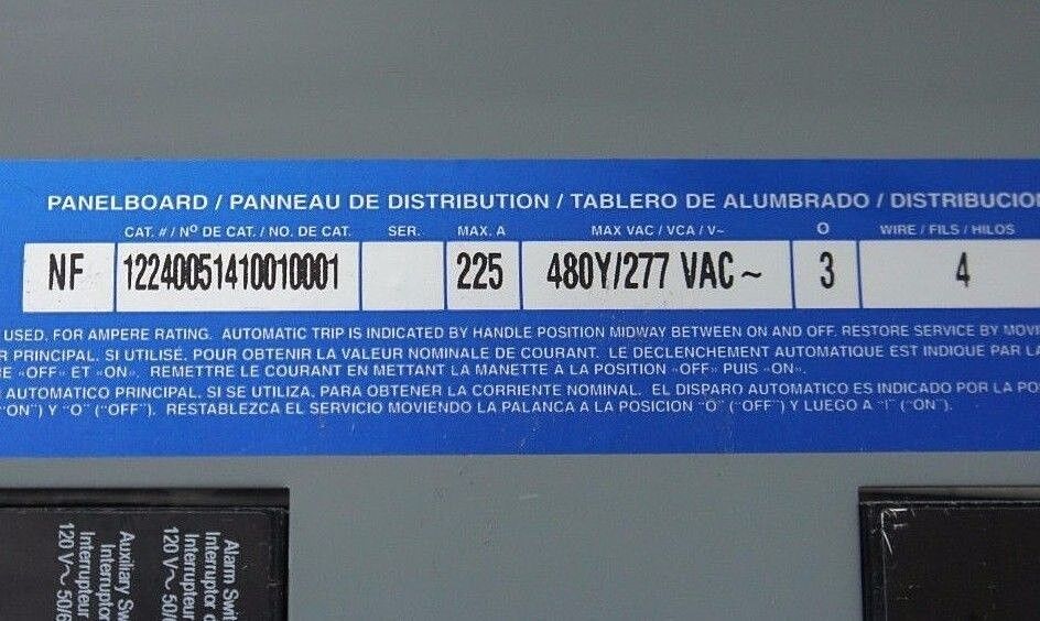 NIB SQUARE D 12240051410010001 NF PANELBOARD 3P 225A W/ 10 EDB34030AABA BREAKERS